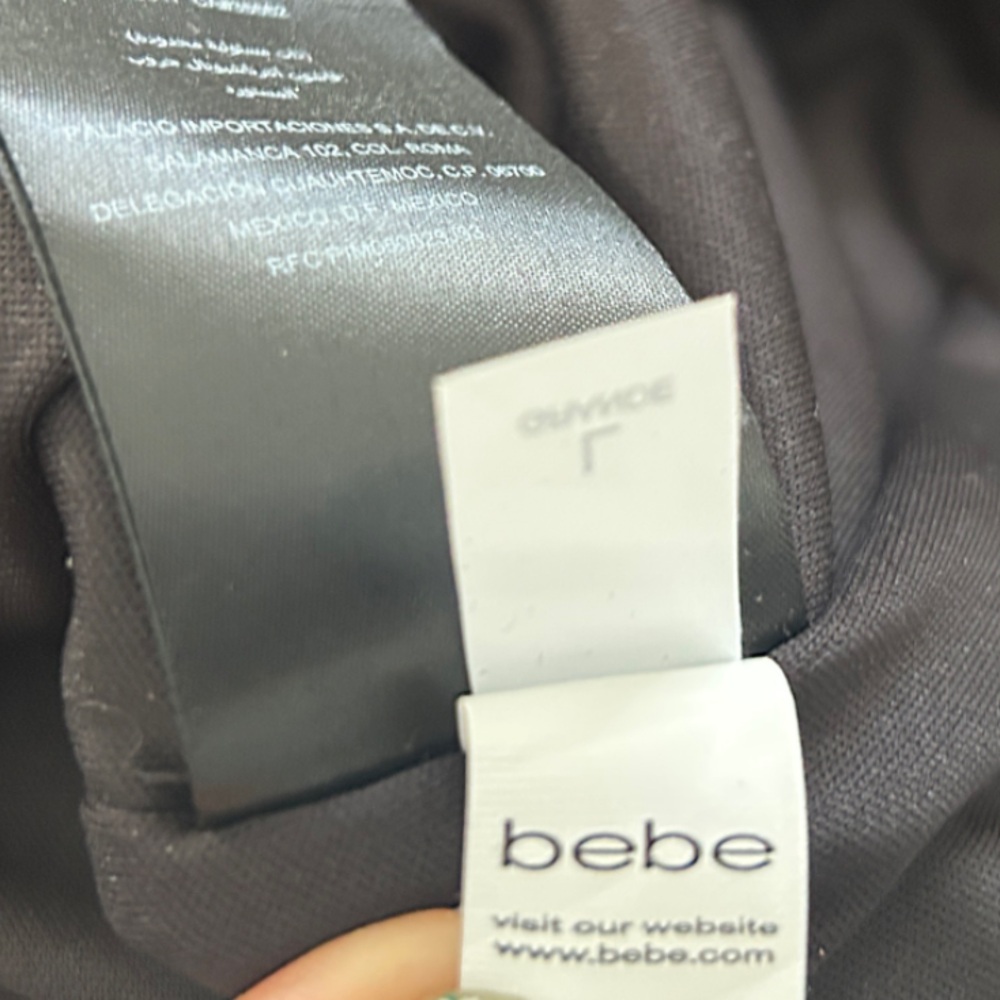 NWT BEBE Hook & Eye Off Shoulder Bandage Dress Exposed Back Zipper Black Large - Picture 16 of 16